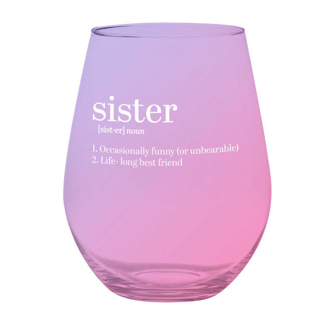 Jumbo Stemless Wine Glass - Sister