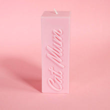 Load image into Gallery viewer, Flamingo Candles - Cat Mum Pastel Pink 3D Slogan Pillar Candle
