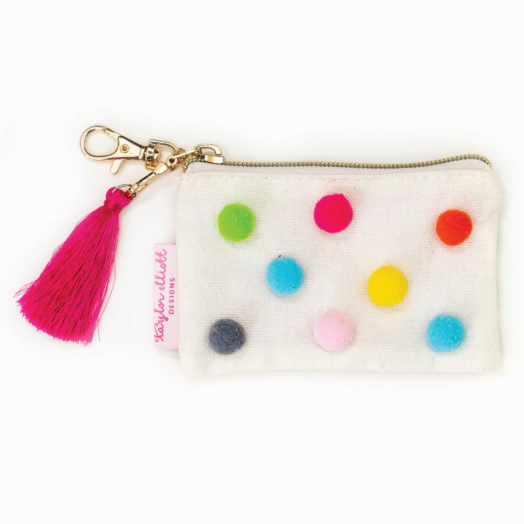 Taylor Elliott Designs -Mini Pom Pom Card Holder Keychain