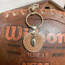 Load image into Gallery viewer, Landfill to Luxury - Football Charm Keychain Cut from a Real Football
