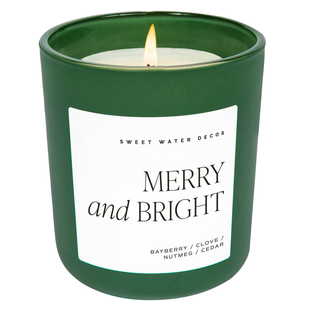 Sweet Water Decor- Merry and Bright 15 oz Soy Candle, Matte